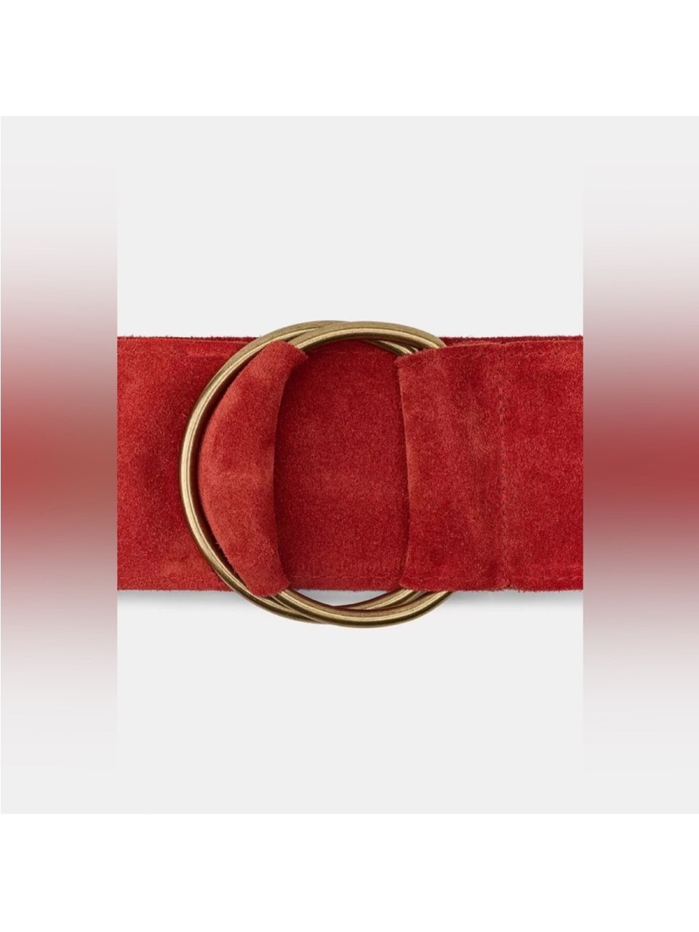 Zara Crimson Suede Double-Ring Belt with Gold-Tone Buckles